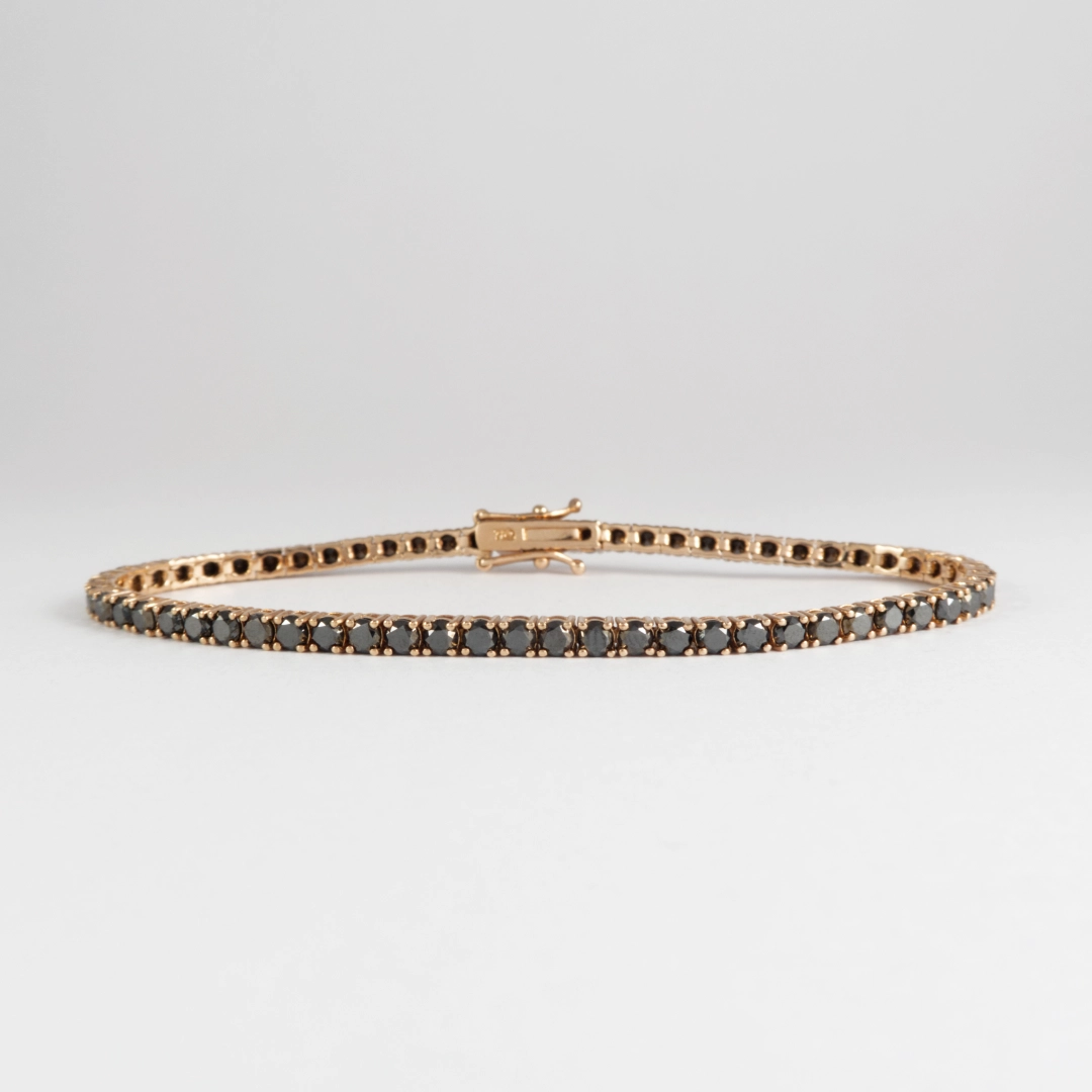 Rose Gold Black Diamond Tennis Bracelet