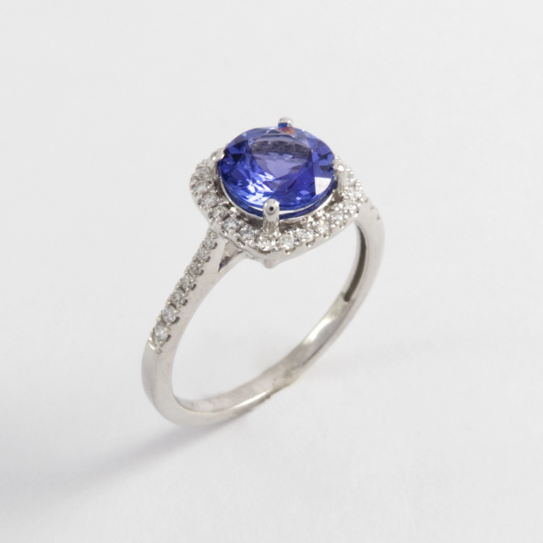 Tanzanite & Diamond Halo Ring