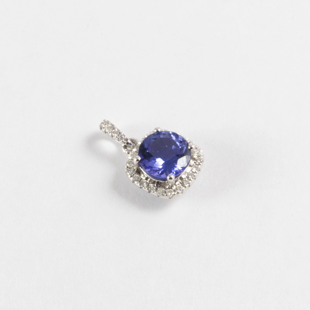 Tanzanite & Diamond Halo Pendant